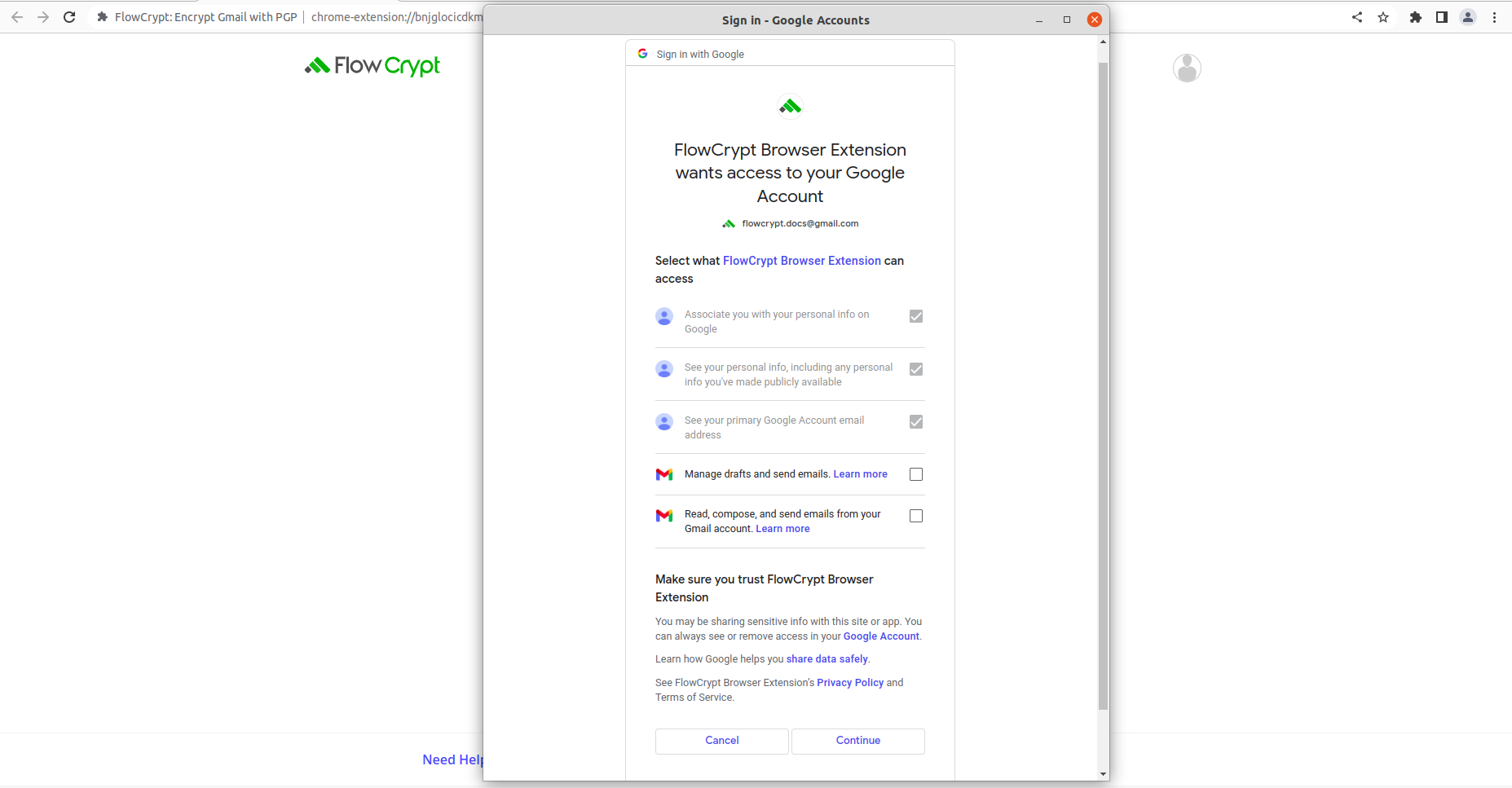 browser settingup flowcryptbrowserextensionapprove